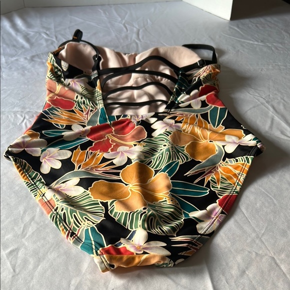 Vibrant Red and Orange Bodysuit with Bustier Top - Picture 5 of 6